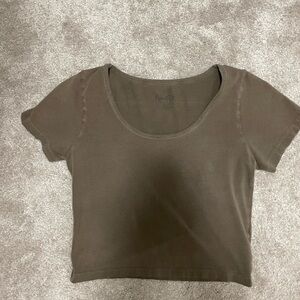 Brandy Melville Brown Scoop Neck Crop Top